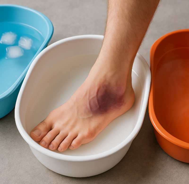 entorse bain pieds chaud froid